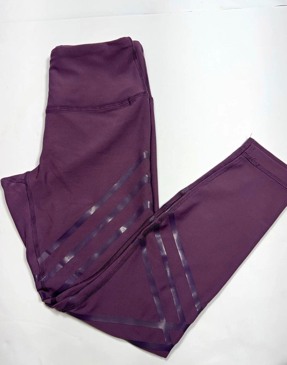 90 Degree by Reflex Women's High Rise Ankle Leggings Purple Stretch Logo S